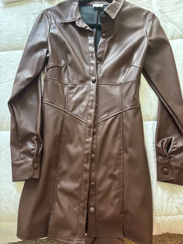 Le Lis Chestnut Brown Leather dress - Image 4