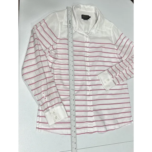 Pendleton Womens Button Down Shirt White Red Stripes Long Sleeve Top Size M - Image 9