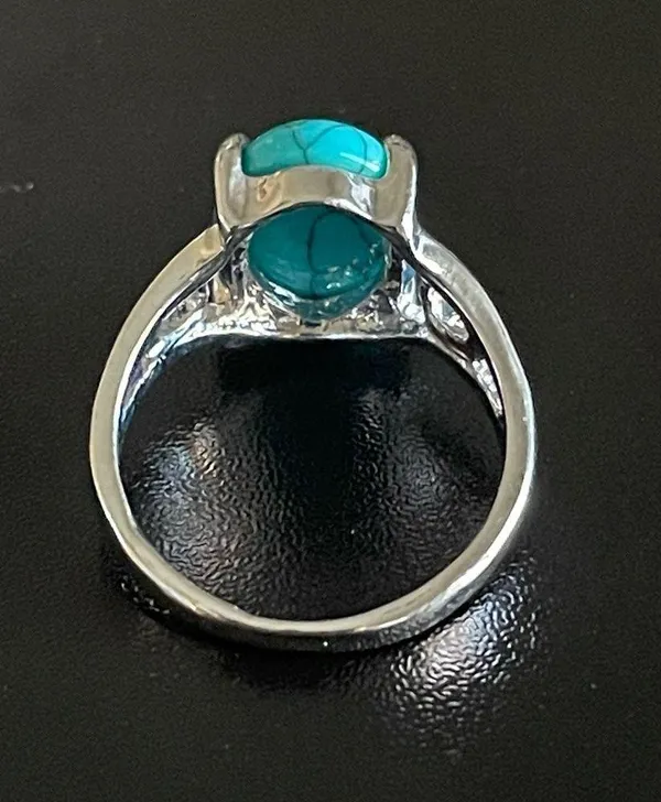 Turquoise stone S925 silver statement ring size 8 - Image 4