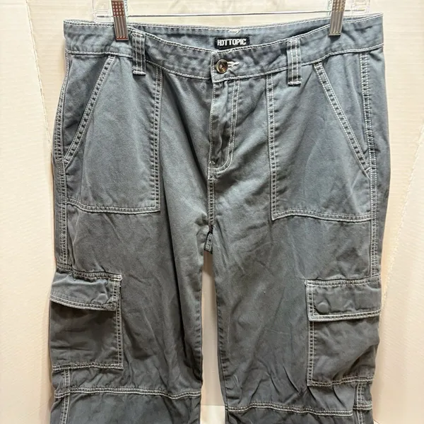 HOT TOPIC Womens Pants Sz 11 Hi Rise Carpenter Cargo Straight Punk Grunge - Image 2