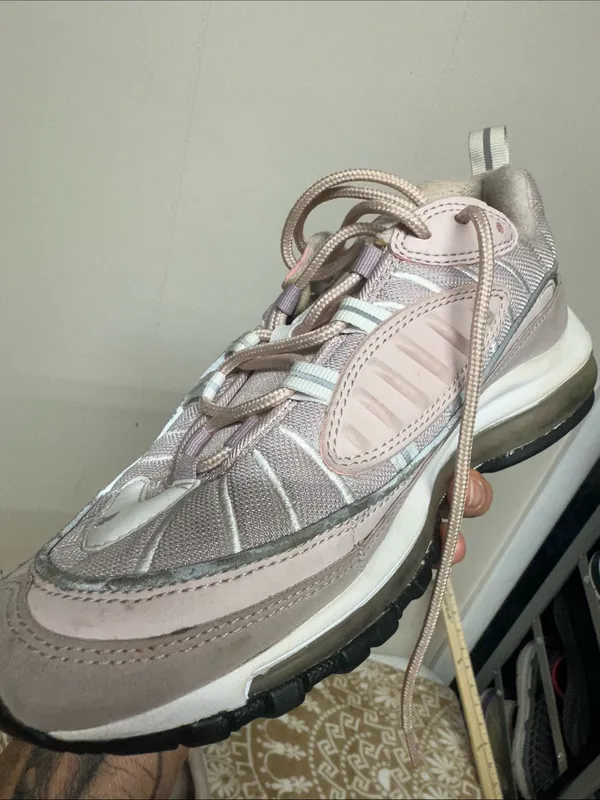 Nike Women's Sneakers in Pale Pink and Black Swoosh - Image 5