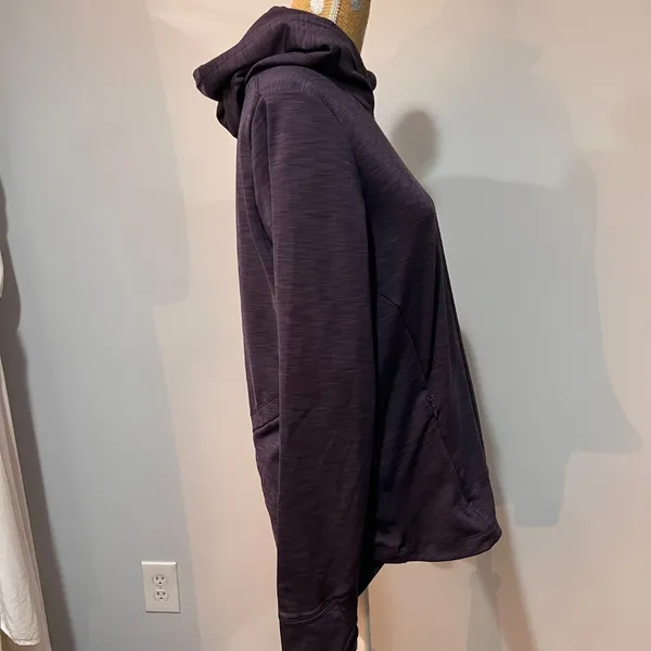 Women's Hooded Tunic Sweater Purple Size L - Image 2