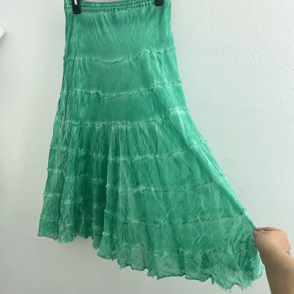 NEW METROWEAR Crinkle Madi tiered Skirt Green SMALL beach Boho Hippie Peasant - Image 7