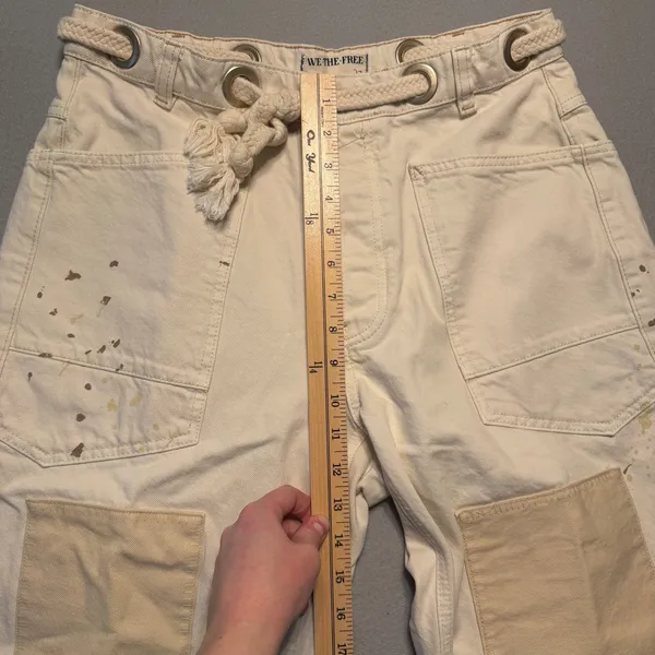 Free People We The Free Moxie Pull-On Barrel Jeans Cream Women Size 27 - Image 4