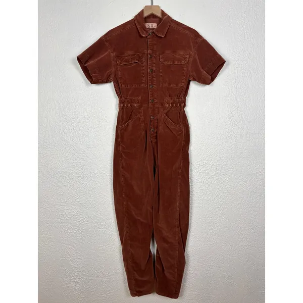 Free People Marci Cord One Piece Jumpsuit in Gingerbread Brown Size XS - Image 2