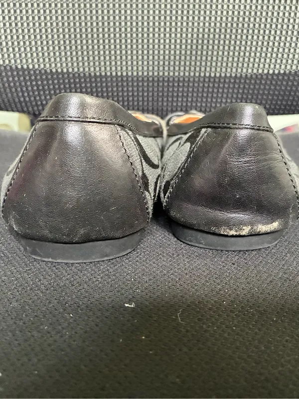 Coach Flores Signature Jacquard Loafers Black Canvas Buckle Flats A2160 Size 7.5 - Image 4