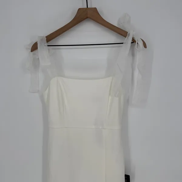 Lulus‎ Romantic Celebration White Tie-Strap Bodycon Midi Dress Size S - Image 4