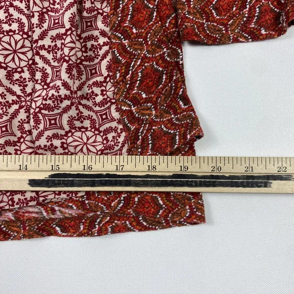 Akemi + Kin Dress Womens Small Red Boho Long Sleeve‎ Tassel Print Peasant Tie - Image 7