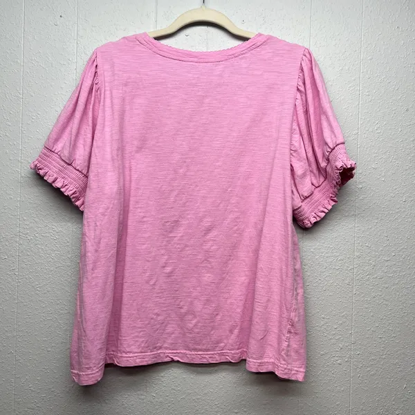Jane & Delancey Womens Pink Top 2X 100% Cotton Stretch Smocked Minimalist Casual - Image 6