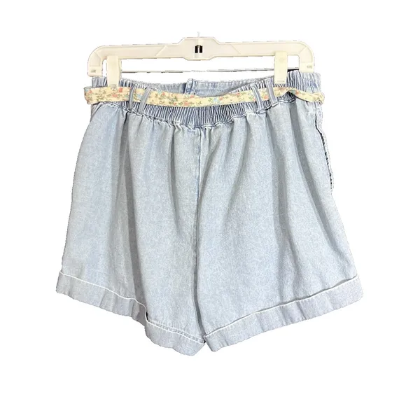 American Eagle Womens Size Medium Jean Shorts Tie Belt Blue Denim Casual Spring - Image 3