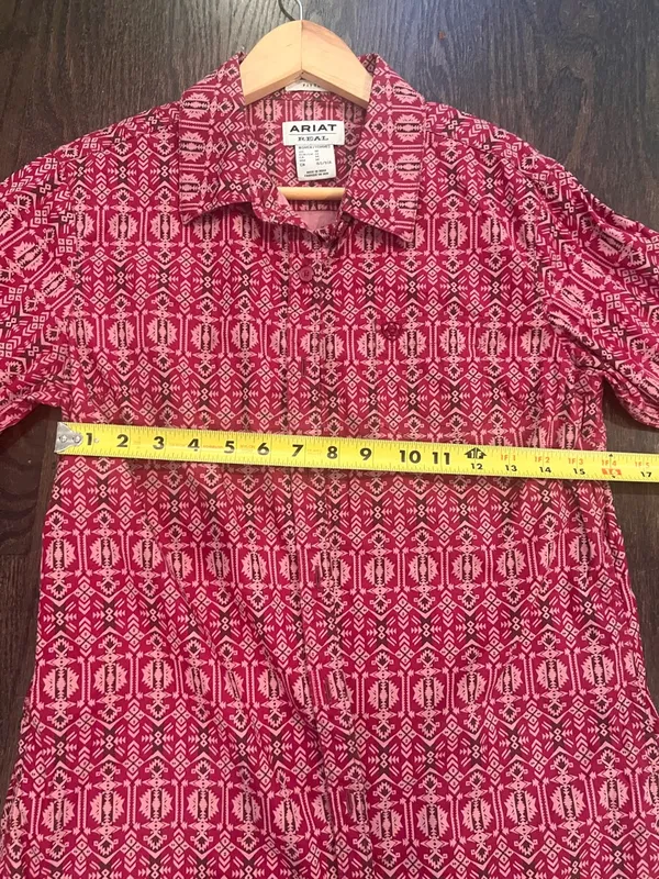Ariat Women’s Red Geometric Button-Down Shirt Fitted Western Boho - Image 8