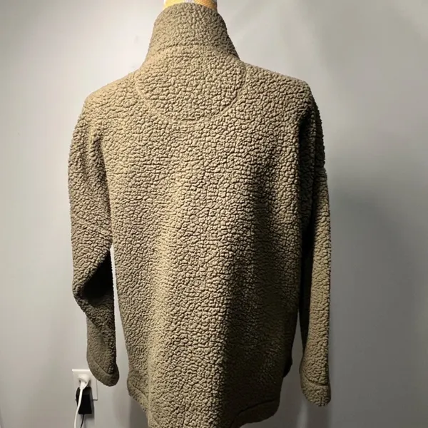 Aerie teddy bear Sherpa fleece 1/4 snap sweatshirt olive green medium - Image 3