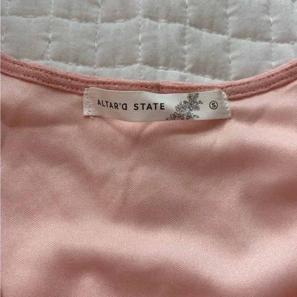 Altar’d State Light Pink Cropped Ruffle Top - Image 4