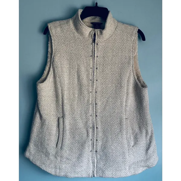 Sherpa Lined Zipper Vest Multiples Medium Cream Off White Pockets - Image 5