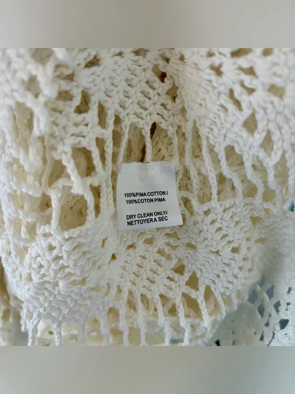 Trina Turk Pima Cotton Sur Crochet Boho Sweater Dress in White sz Small - Image 3