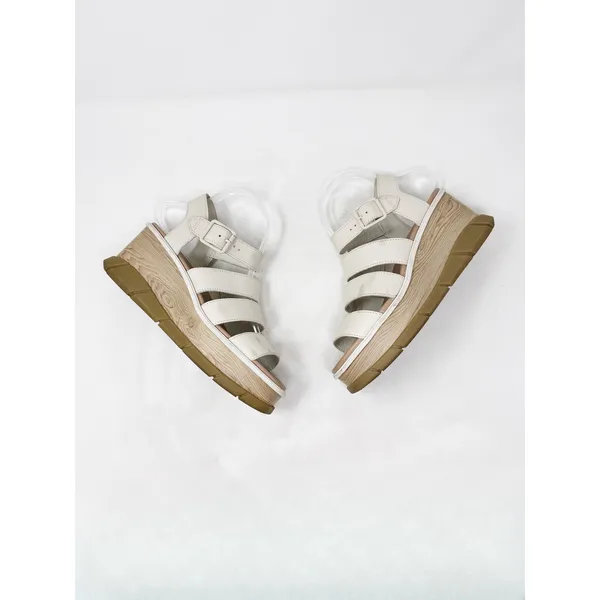 [Sorel] Cream Leather Joanie III Platform Wedge Ankle Strap Sandals Size 9.5 - Image 3