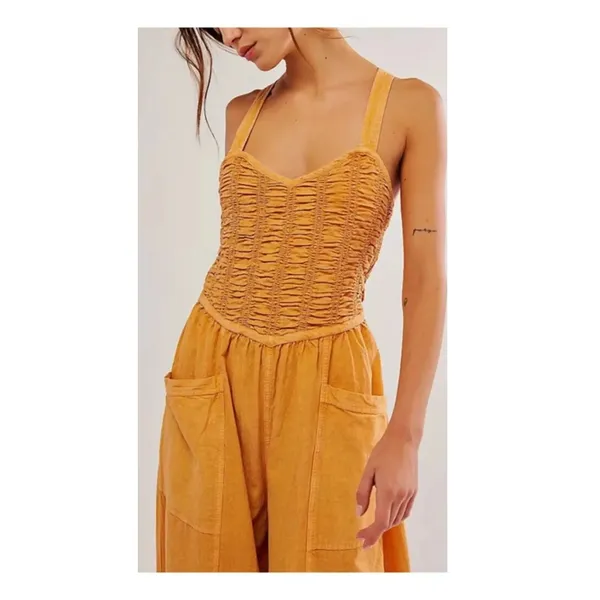 Free People Forever And Always Ruched One-piece Jumpsuit Size Medium - Image 3