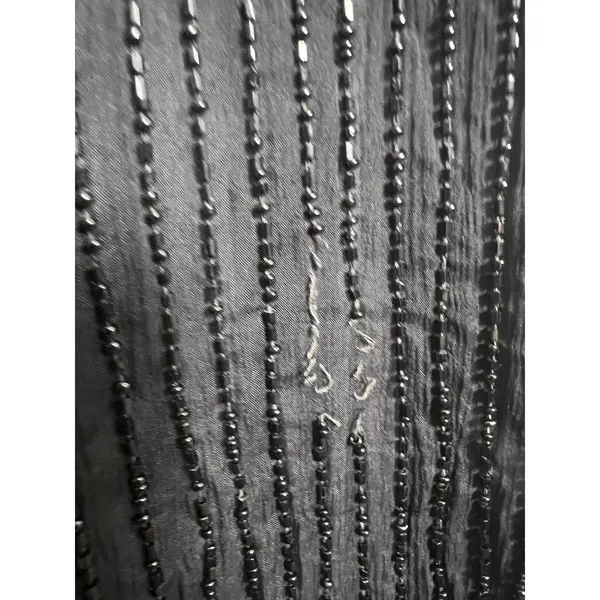 VTG SM Black Beaded Halter Neck Gown Silver Open Back Cage Detail Formal Dress - Image 5