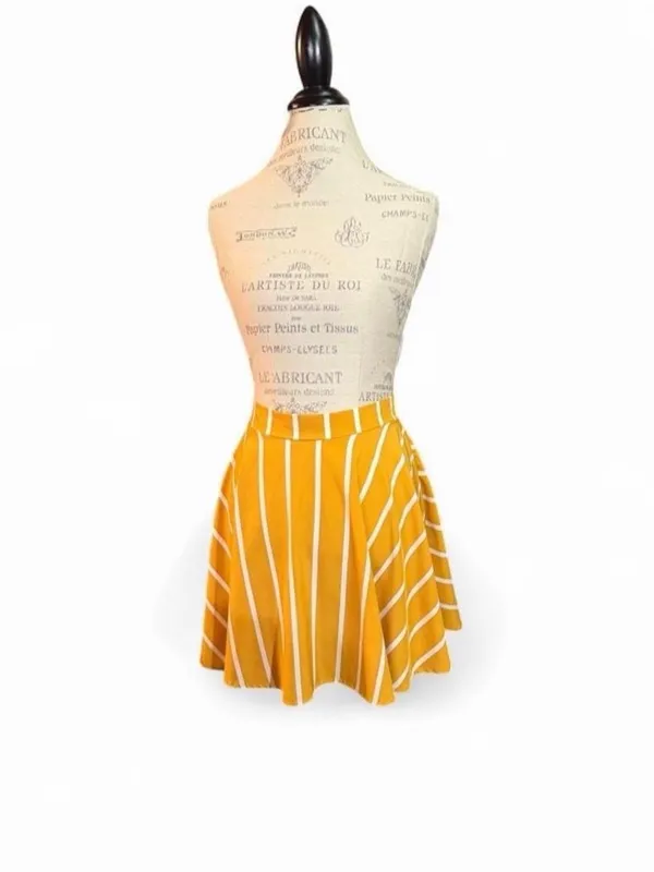 Yellow and White Striped A-Line Skirt Sz XL (Could also be worn as a top) - Image 2