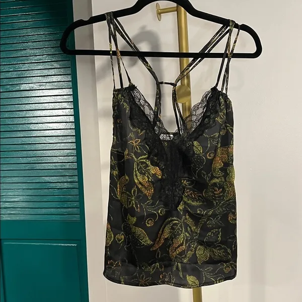 NWT Free People Off the Coast Cami Lace Black Strappy Relaxed Fit Elegant Tank - Image 5