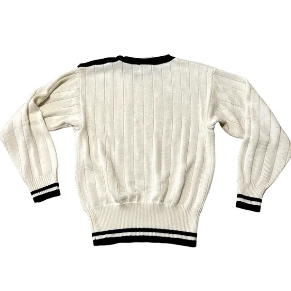 Russ Vintage Crewneck Sweater Womens Size Small Cream Navy Nautical - Image 2