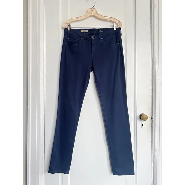 AG Adriano Goldschmied • The Stilt Cigarette Leg Jean sateen navy blue slim skinny pants - Image 3