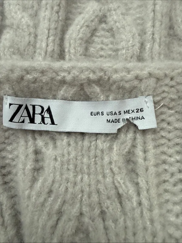 Zara Gray Chunky Cable Knit Classic Preppy Eclectic Grandpa Sweater Vest - Image 3