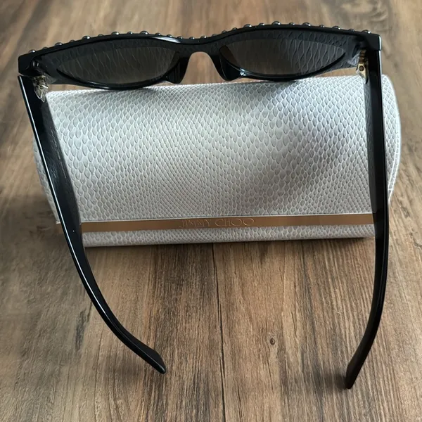 Jimmy Choo Black Cat-Eye Sunglasses with Silver Accents - Image 5