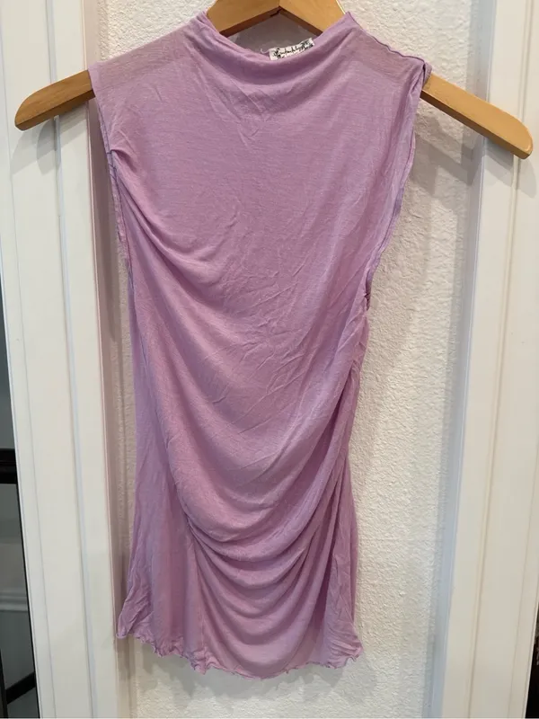 Free People Intimately XS Purple Ruched Draped Sleeveless Tunic Top - Image 2