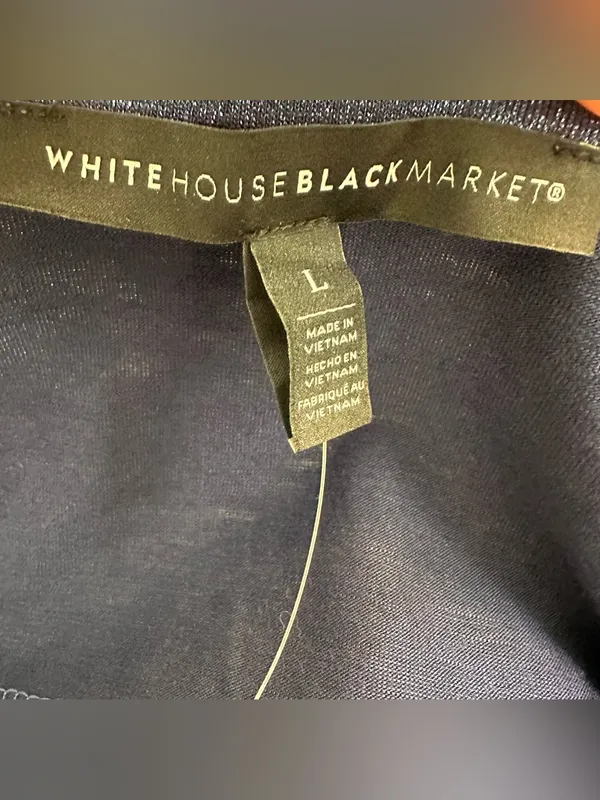 White House Black Market Navy Blue Shimmer V-Neck Tank New Women’s Large - Image 4