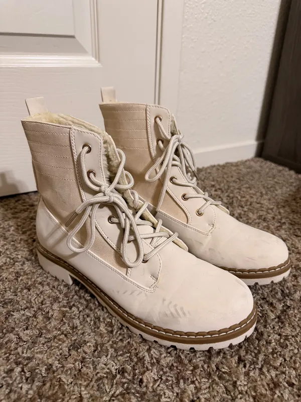 Beige lace up boots White Size 8.5 - Image 6