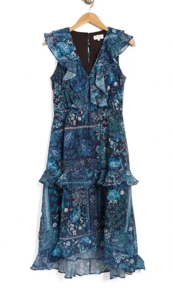 NSR Nordstrom Tiered Ruffle Midi Dress Small - Image 2