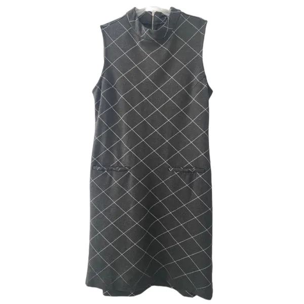 Sharagano Sleeveless Dress Gray/White‎ Size 6 - Image 2