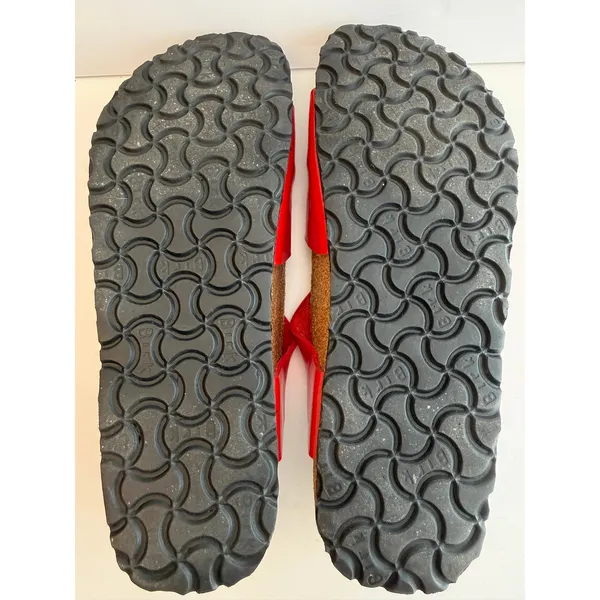 Birki’s by Birkenstock Havanna Sandal Women’s Sz 9 Patent Red Birko-Flor 3-Strap - Image 4