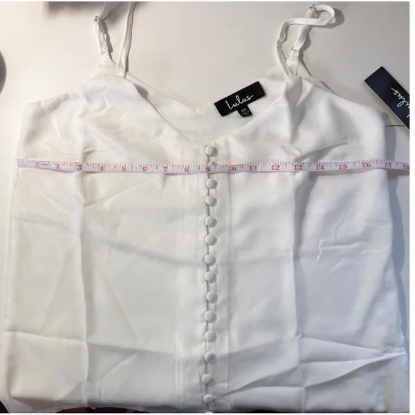 Lulus White Button Front Camisole V-Neck Adjustable Strap Tank Top‎ XS New - Image 10