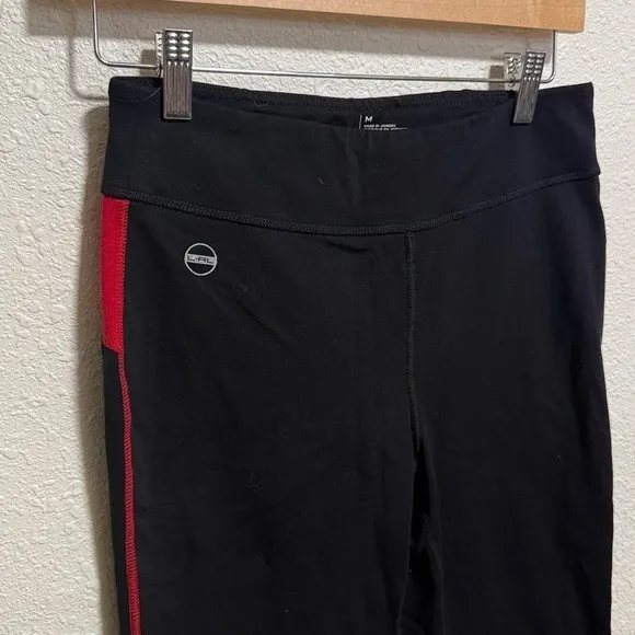 Lauren Ralph Lauren Womens Black Red Trim Activewear Cropped‎ Leggings Size M - Image 2