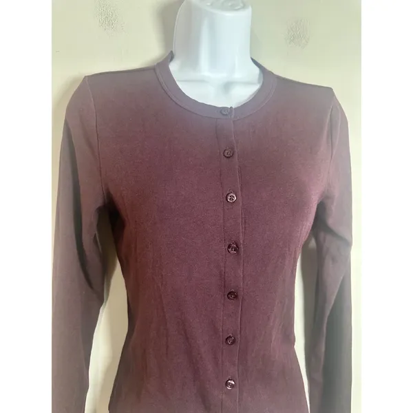 Gap Modern Crewneck Cardigan Burgundy Maroon Slim Fit Small NWOT - Image 6