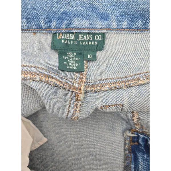 Lauren Ralph Lauren Denim Skirt Womens 10 Lauren Jeans Co Blue Raw Hem EUC - Image 6