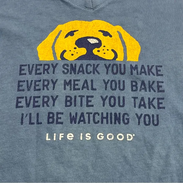 Life Is Good Crusher Tee Shirt Dog Womens Size Medium Blue‎ Short Sleeve Popover - Image 2