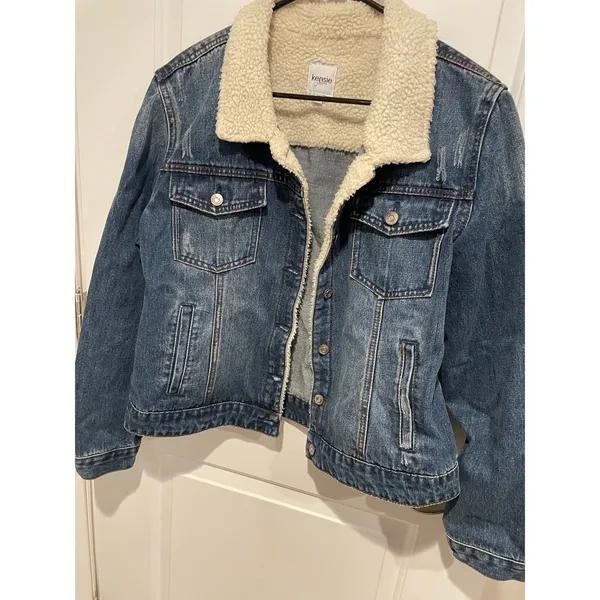 Kensie jean jacket Sherpa collar size XL - Image 2
