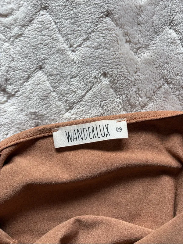 Brown Slip Dress with V - Image 4