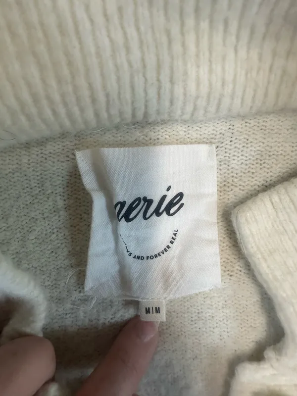 Aerie Cream Cozy Knit Shirt Jacket Button Front Women’s M - Image 5