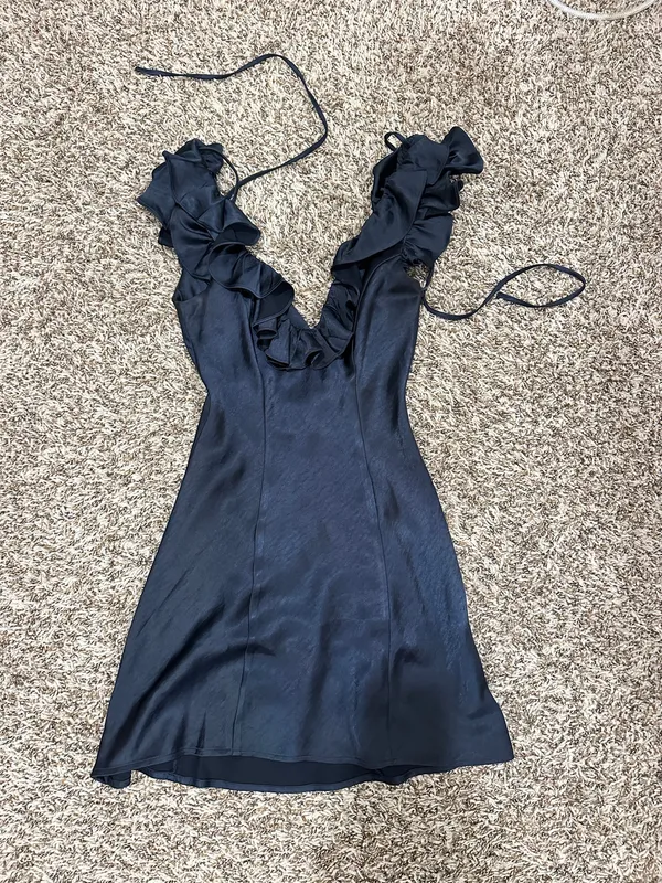 Princess Polly navy satin mini dress - Image 3