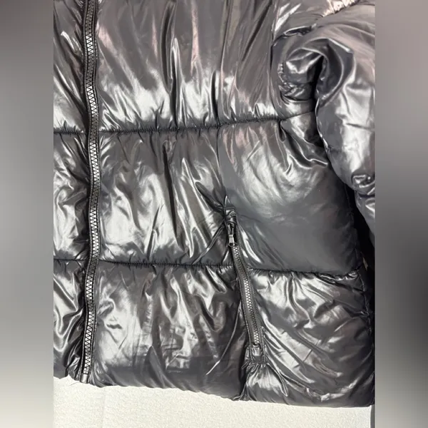 Old Navy M Metallic Dark Gray Puffer Jacket - Image 4