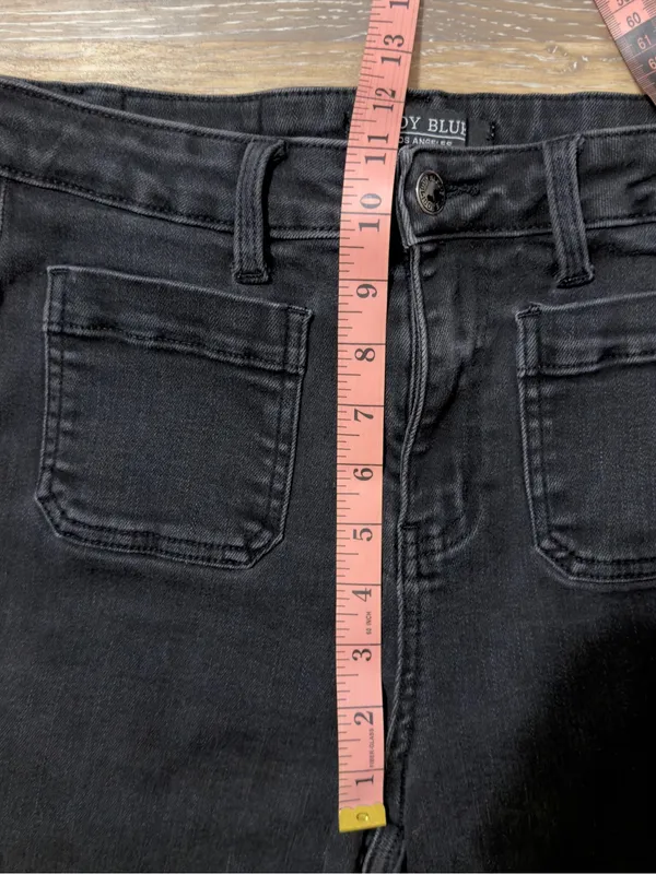 Judy Blue High Rise Patch Pocket Wide Leg Jeans 9/29 Washed Black JB88827 - Image 7