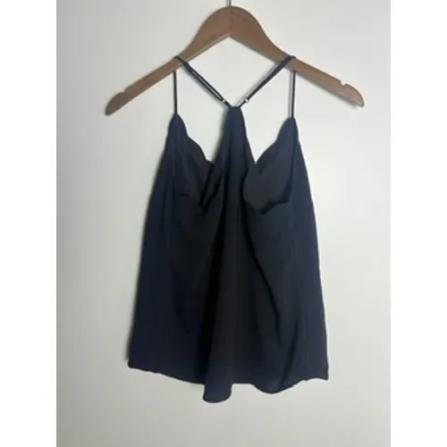 J.Crew Wm 4 Scalloped Racerback‎ Cami Top Black Preppy Minimalist Capsule Chic - Image 2