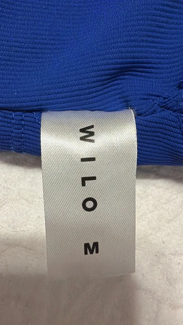 WILO Blue Sports Bra with Pastel Stripe Detail - Image 6