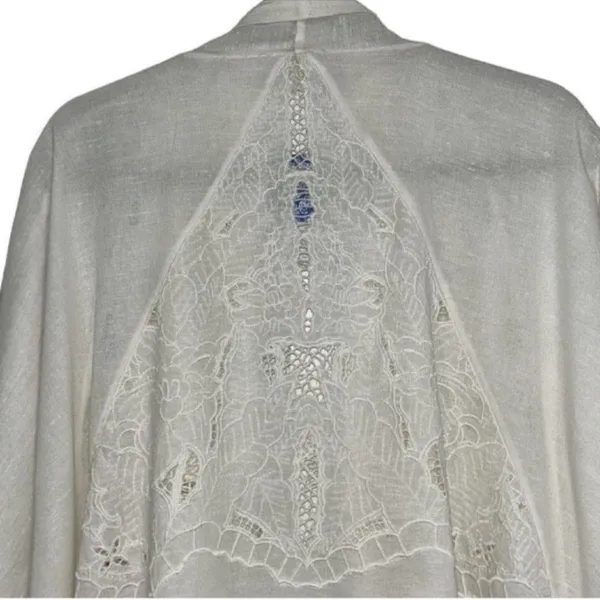 Free People White Crotchet/Lace Open Front Cardigan(Size Medium) - Image 5