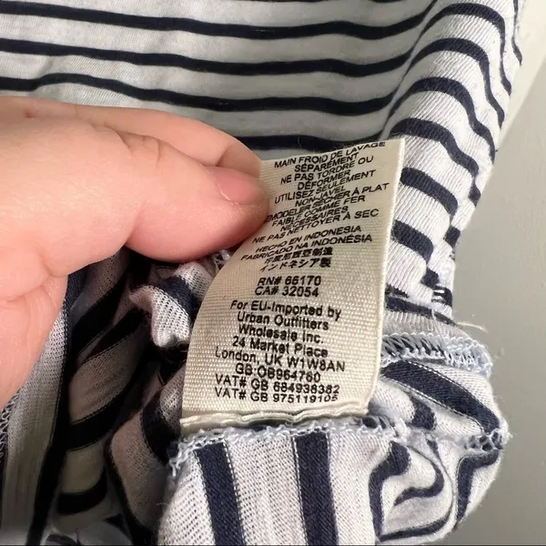 Free People We The Free Women's Size XS Night Sky‎ Top Blue Striped Short Sleeve - Image 14