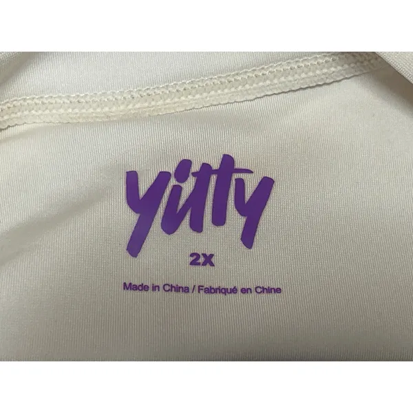 Yitty Cream White Crewneck Short Sleeve Cropped Graphic Tee T shirt Top Size 2XL - Image 3